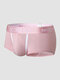 Men Contrast Letter Graphic U Line Convex Pouches Breathable Boxers Briefs - Pink