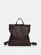 JOSEKO Women's Artificial Leather Outdoor Casual Large Capacity Backpack Messenger Bag Handbag - Coffee