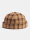 Collrown Men & Women Casual Personality Plaid Pattern Brimless Beanie Skull Hat Landlord Hat - Khaki