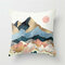 Oil Painting Mountain Forest Landscape Peach Skin Cushion Cover Home Office Throw Pillow Cover - #9