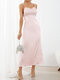 Solid Color Backless Maxi Sleeveless Sexy Dress For Women - Pink