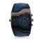 OULM Two Movements Leather Band Men's Quartz Watches Sports Wristwatch Big Clock for Men - Blue