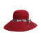 Women Summer Double-sided Wear Sunscreen Bucket Hat Casual Anti-UV Wide Brim Beach Hat - Wine Red
