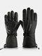Men Plus Velvet Thicken Full-finger Outdoor Warmth Double Waterproof Windproof Non-slip Touchscreen Gloves - Black With Reflective Strip
