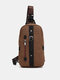 Menico Men PU Leather Vintage Large Capacity Chest Bag Outdoor Portable Crossbody Bag Waterproof Shoulder Bag - Coffee