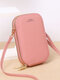 Women Faux Leather Fashion Touch Screen Mini Crossbody Bag Phone Bag - Pink