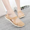 Women Casual Beach Hollow Out Jelly Flat Sandals - Beige