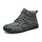 Men Hand Stitching Microfiber Leather Non Slip Soft Ankle Boots - Green