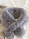 Women Faux Rabbit Fur Plush Solid Color Fur Ball Decoration Soft Warmth All-match Cross Scarf - Gray