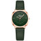 Simple Trendy Women Wristwatch Rose Gold Alloy Case Leather Band Quartz Watches - Green