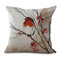 Capa de almofada de algodão estilo floral aquarela pássaro linho capa de almofada de toque macio sofá doméstico escritório - #3