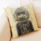 Funda de almohada de lino de algodón de dibujos animados de cuerpo de Animal de cabeza humana creativa funda de cojín para decoración del hogar - H