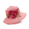 Ethnic Style Retro Straw Hat Embroidery Printed Breathable Cap - Pink