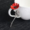 Fashion Red Poppy Flower Brooch Vintage Collar Pins Suit Accessories Jewelry for Unisex - Silver