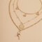 Vintage Rose Flower Multi-layer Necklace Temperament Butterfly Tassel Hollow Necklace - Gold