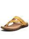 Summer Women's Fashion Cork Footbed Plus Size Flip-Flops Sandals - Yellow