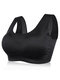 Plus Size Sleep Wireless Lace Back Seamless Elastic Yoga Sports 6XL Bras - Black