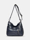 Women Vintage Anti-theft Multi-pocket PU Leather Crossbody Bag Shoulder Bag - Blue