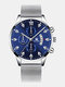 14 Colors  Alloy Mesh Band Men Business WatchDecorated Pointer Calendar Quartz Watch - Silver Band Blue Dial Silver Poi