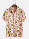 100% Cotton Funny Avocado Printed Short Sleeve Shirt - Pink