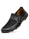 Men Honeycomb Mesh Soft Loafers Slip On Driving Casual Shoes - Black