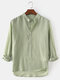 Mens Cotton Regular Fit Solid High Low Hem Henley Shirts With Long Sleeve - Green