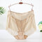 Plus Size High Waisted See Through Lace Hollow Panties - Nude