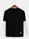 Mens Cotton Patchwork Solid Color Casual Thin Long Sleeve T-Shirts - Black