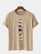 Plus Size Mens Moon Print 100% Cotton Fashion Short Sleeve T-Shirts - Khaki