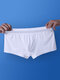 Sexy Thin Breathable Ice Silk Low Waist Transparent U Convex Boxers for Men - White
