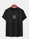 Mens Slogan Print Crew Neck 100% Cotton Casual Short Sleeve T-Shirts - Black