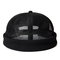 Men Mesh Cotton Beanie Cap Retro Circular Adjustable Breathable Melon hat - Black