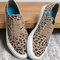 Woemn Leopard Printing Elastic Band Casual Canvas Flat Shoes - Leopard