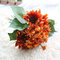 9 têtes de tournesol oeillets fleurs artificielles plantes Bouquet de mariée fête de mariage décor à la maison - Jaune