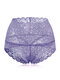 High Waisted Lace Cotton Crotch Tummy Shaping Butt Lifter Panty - Purple Blue