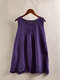 Solid Color Hollow Out Pleated Sleeveless Tank Top - Purple