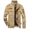 Mens Military Epaulets Casual Cotton Coat Badge Outdoor Pilot-jacket - Khaki