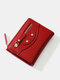 Women Artificial Leather Elegant Zip Design Multi-compartment Wallet Colorful Brief Bi-fold Short Purse - Red