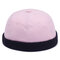 Mens Womens Couple Adjustable Solid French Cotton Bucket Cap Retro Vogue Crimping Brimless Hats - Pink