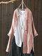 Vintage Solid Color High Low Plus Size Long Shirt - Pink
