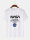 Plus Size Mens NASA Graphic Print 100% Cotton Fashion Short Sleeve T-Shirts - White