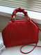All-Match Waterproof Large Capacity Pleated Design Crossbody Bag Handbag - Red