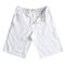 Mens Chinese Style Cotton Linen Zipper Solid Color Knee Length Casual Thin Summer Shorts - White