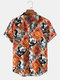 Mens Colorful Argyle Pattern Lapel Vintage Short Sleeve Shirts - Multi Color