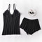 Thread Pajamas Women's Season Ice Silk Sling Shorts Two-piece Sexy Thin Ladies Home Service Suit - Black