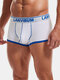 Men Cotton Contrast Lining Letter Print Waistband Sports Breathable Boxers Briefs - White