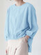 Женская однотонная хлопковая блузка Crew Шея с высоким и низким подолом - синий