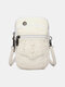 Women Retro Multi-Layers Earphone Hole 6.5 Inch Phone Bag Crossbody Bag - White