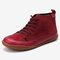 Women Suede Slip Resistant High Top Splicing Casual Boots - Wine Red