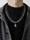 2 Pcs Trendy Fashion Hip-hop Multi-layers Capital Alphabet Letter Shape Titanium Stainless Steel Necklace - E